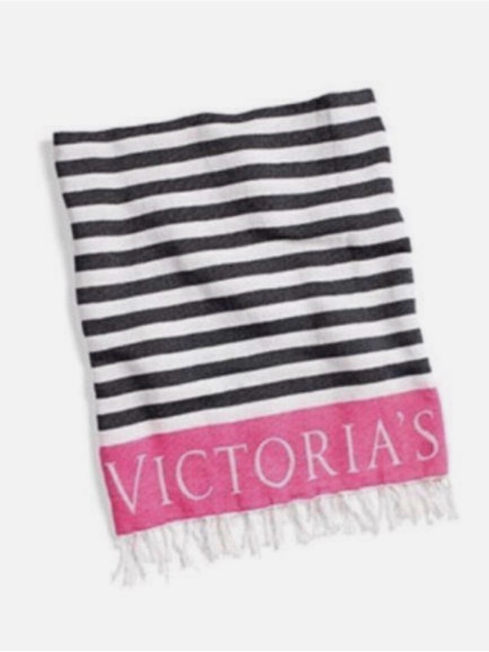 Victoria’s Secret Striped Beach Fringe Throw Blanket 50X60 New